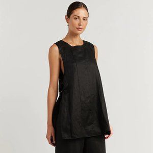 DISSH Lovato Black Linen Ring Tunic Top